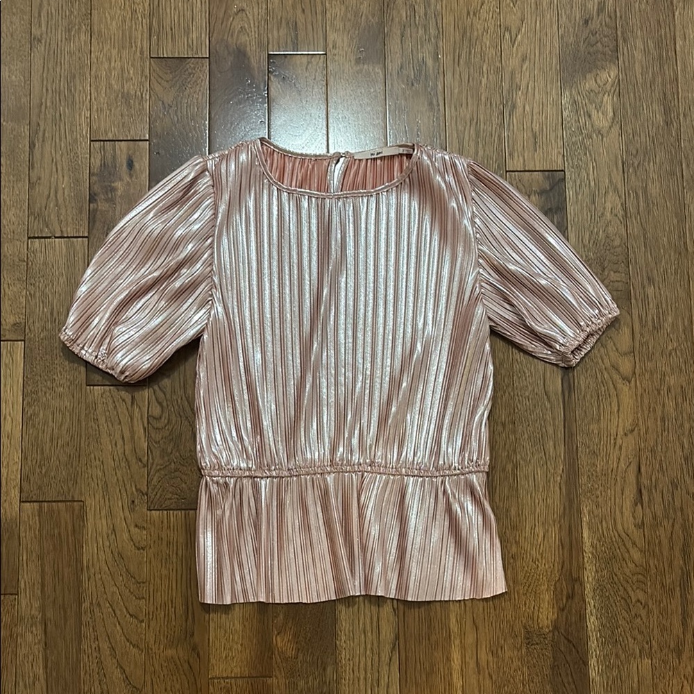 Miami Pink Pleated Peplum Blouse